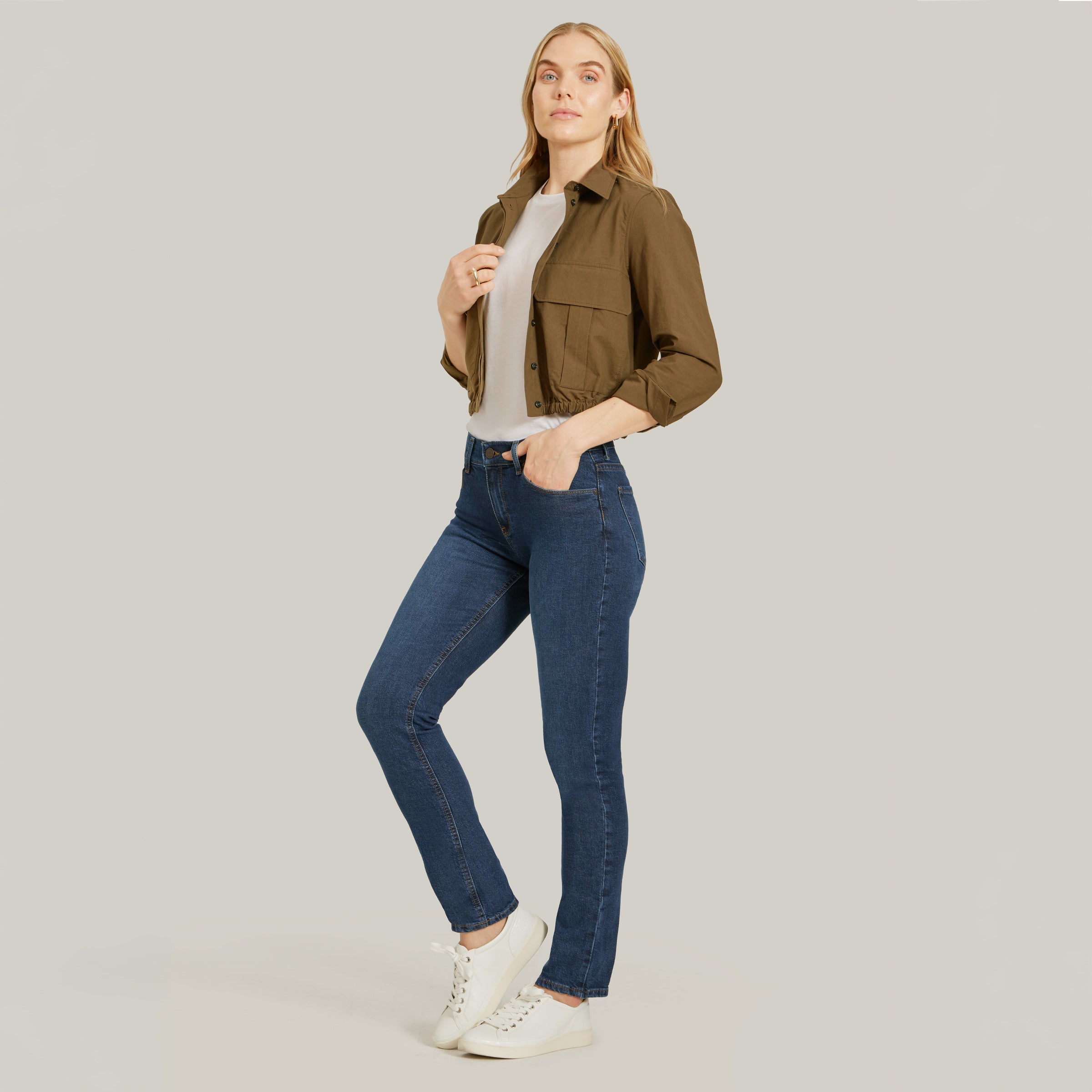 Mid Rise Slim Straight Ridge Jeans