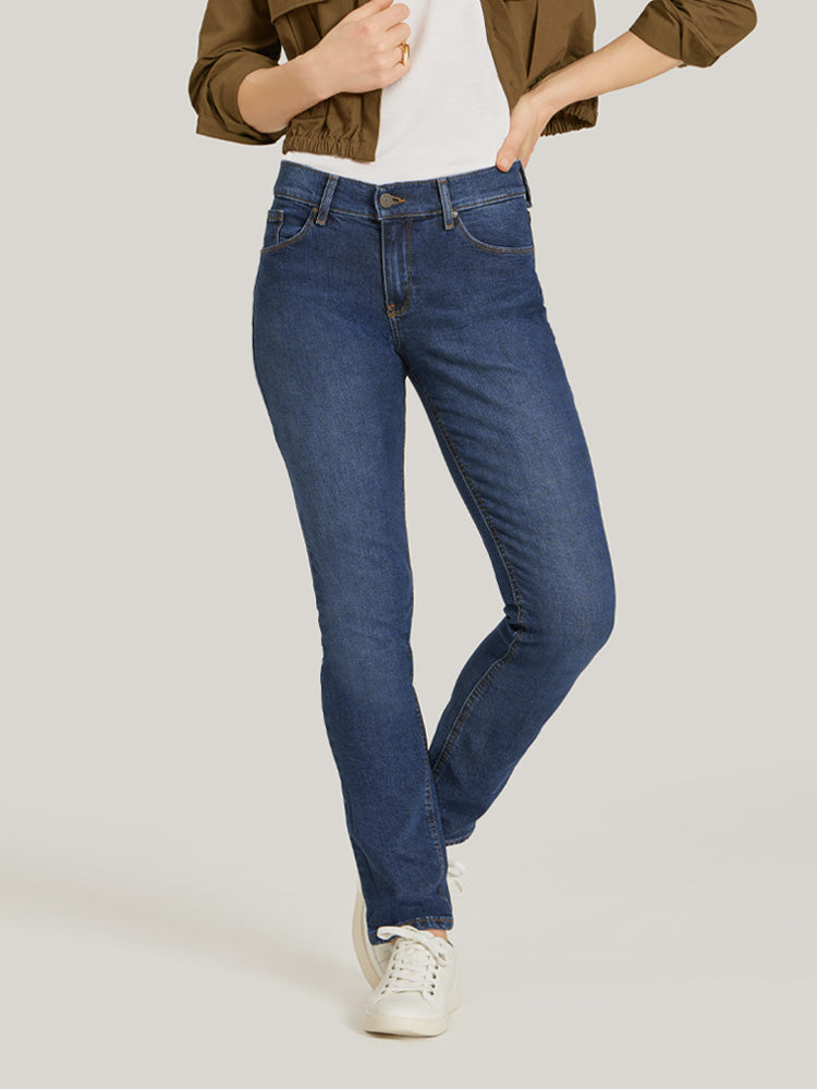 Mid Rise Slim Straight Ridge Jeans