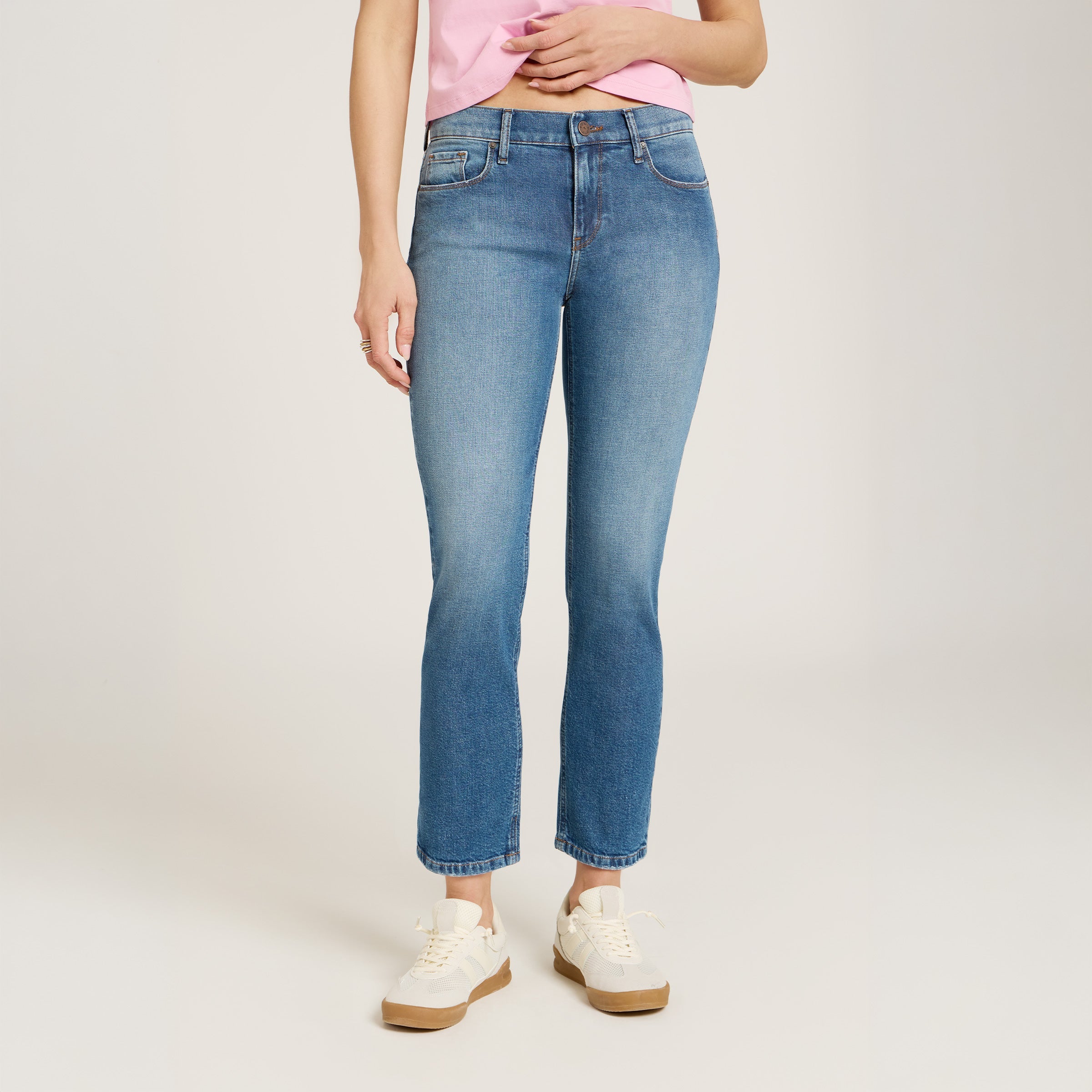 Mid Rise Slim Straight Ridge Jeans